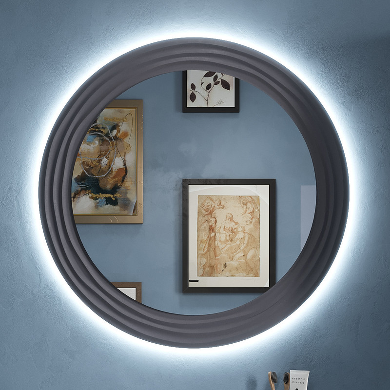 Зеркало EQUIL Mirage LED 80 с подсветкой, графит софт