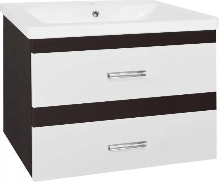 Тумба с раковиной Style Line Сакура 80 Люкс Plus подвесная, белая, венге