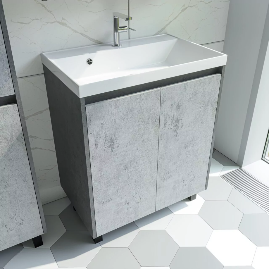 Тумба напольная Stella Polar Кибела 70 с раковиной Classica 70, цемент