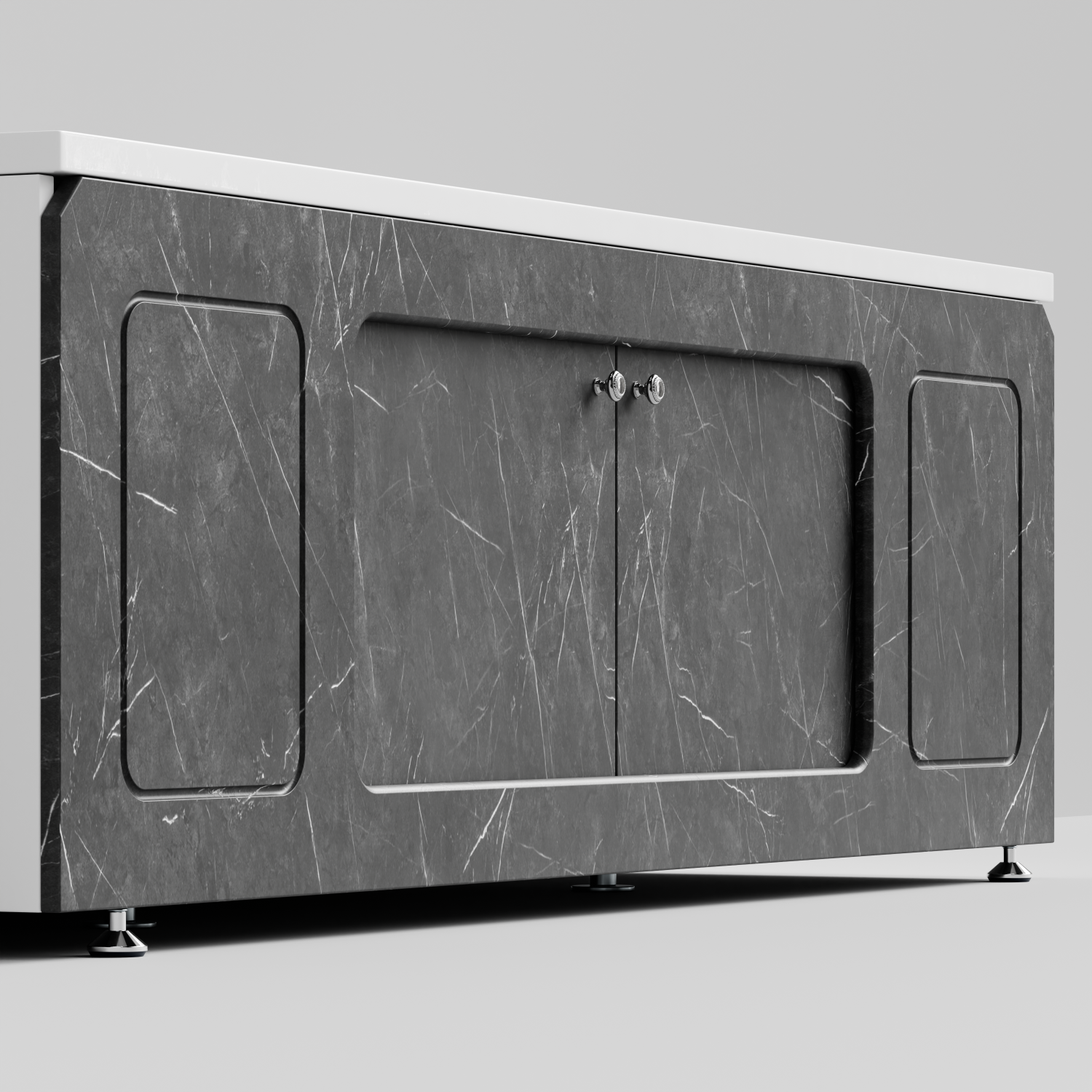 Экран под ванну Vod-ok Лидер 180 раздвижной Мрамор Графит софт тач