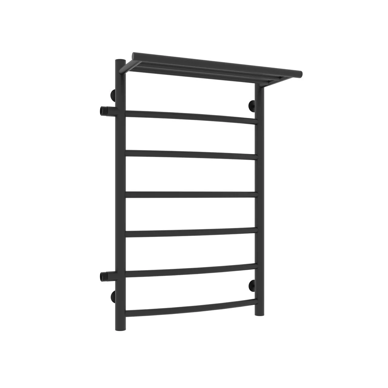 Полотенцесушитель водяной Laris Классик П7 500х800 L МЦ 500-1, боковой, с полкой, черный матовый