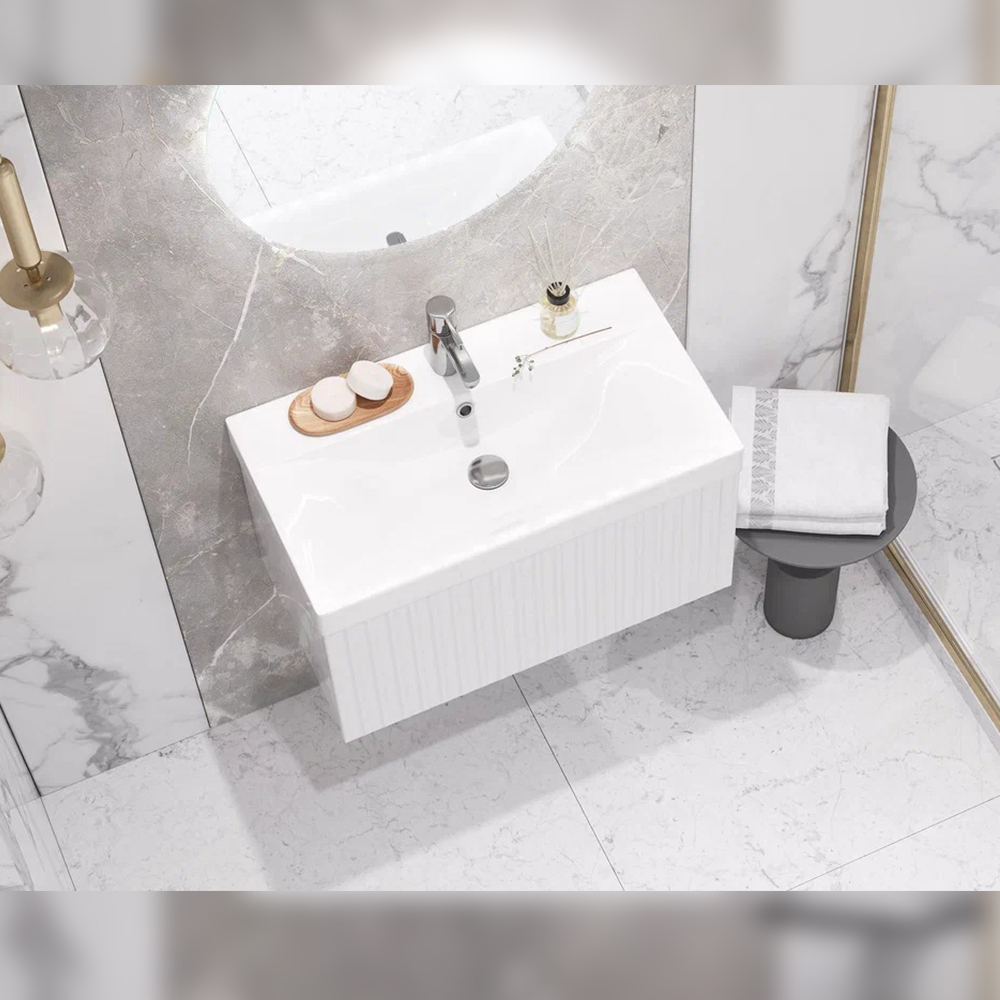 Тумба с раковиной подвесная Velvex Compo tp.COM.9696.70.1Y белый глянец, 70 см