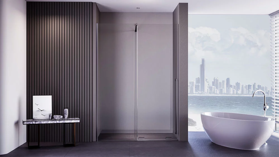 Душевая дверь Veconi Premium Trento PTDW-50GR, 1100x2000, брашированный графит, стекло прозрачное