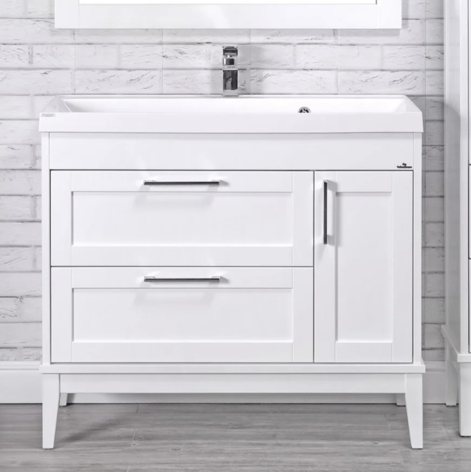Тумба напольная ValenHouse Эйвори 105 с раковиной Classic 100, 2 ящика, 1 дверь, белая