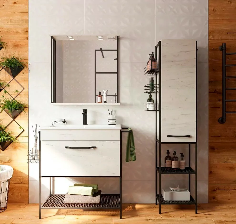 Пенал Sanflor Бруклин 50 L/R напольный, с открытой полкой, дуб крафт