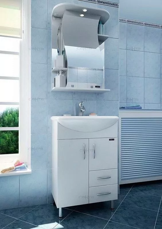 Зеркало-шкаф Санта Лира 55 свет, белый