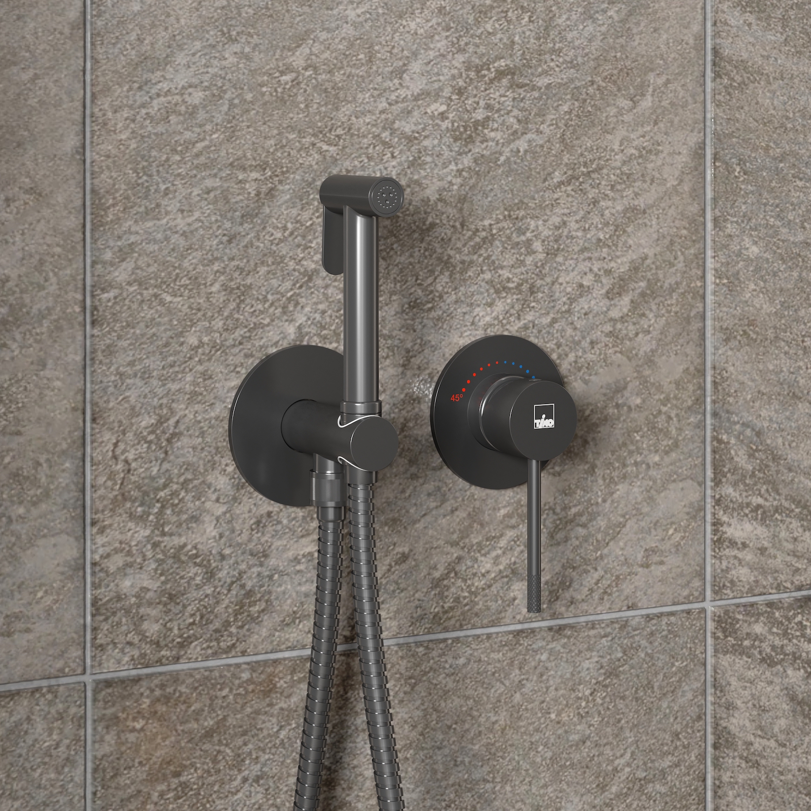 Смеситель встроенный с гигиеническим душем с защитой от ожогов Timo Saona 2339/18SM черное золото