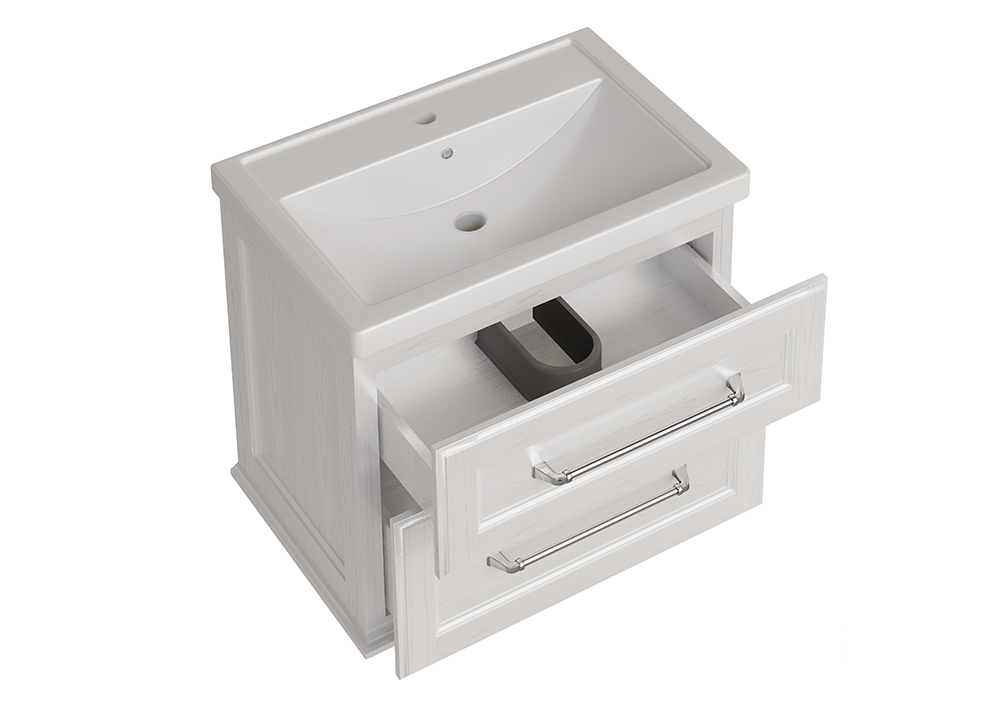 Мебель для ванной ASB Woodline Венеция 70 комплект, подвесной, белый, хром