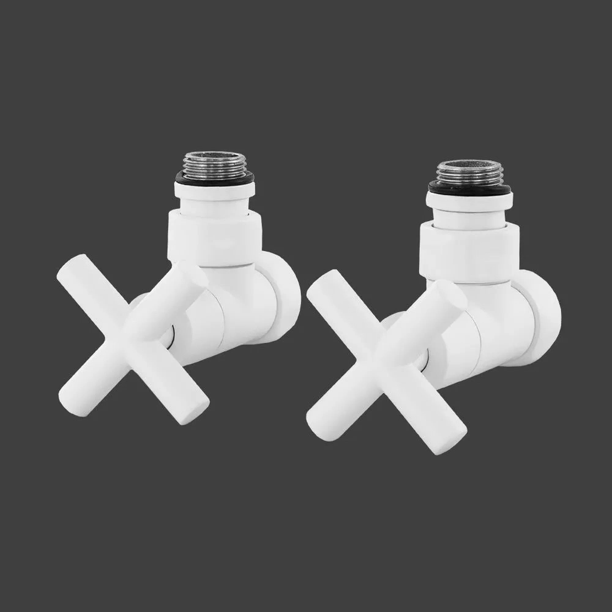 Кран для полотенцесушителя / вентиль угловой Energy, 1/2'' - 3/4'', цвет белый матовый, ручка крест- 2 шт.