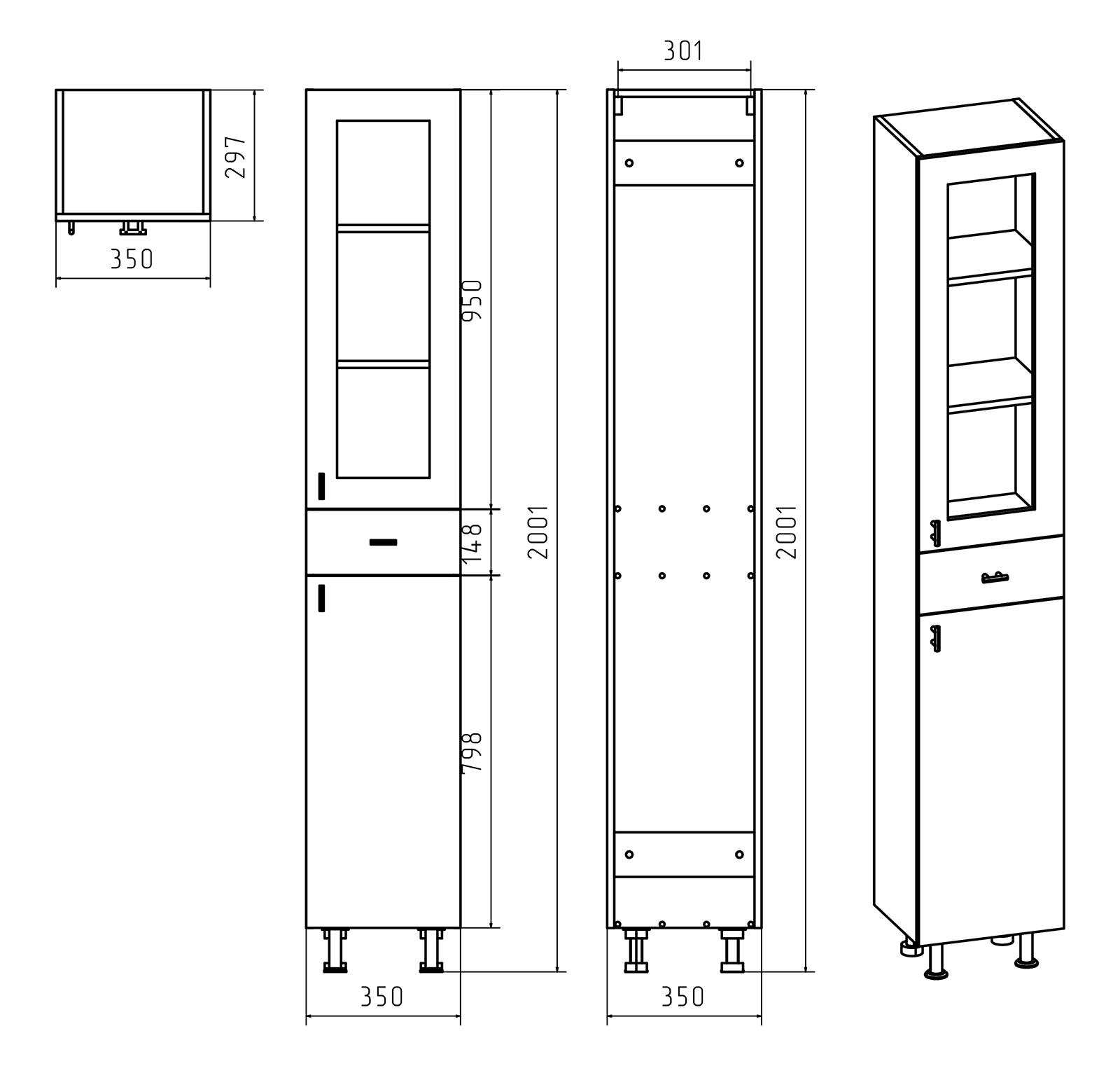 Пенал Misty Урал 35 напольный, R, белый