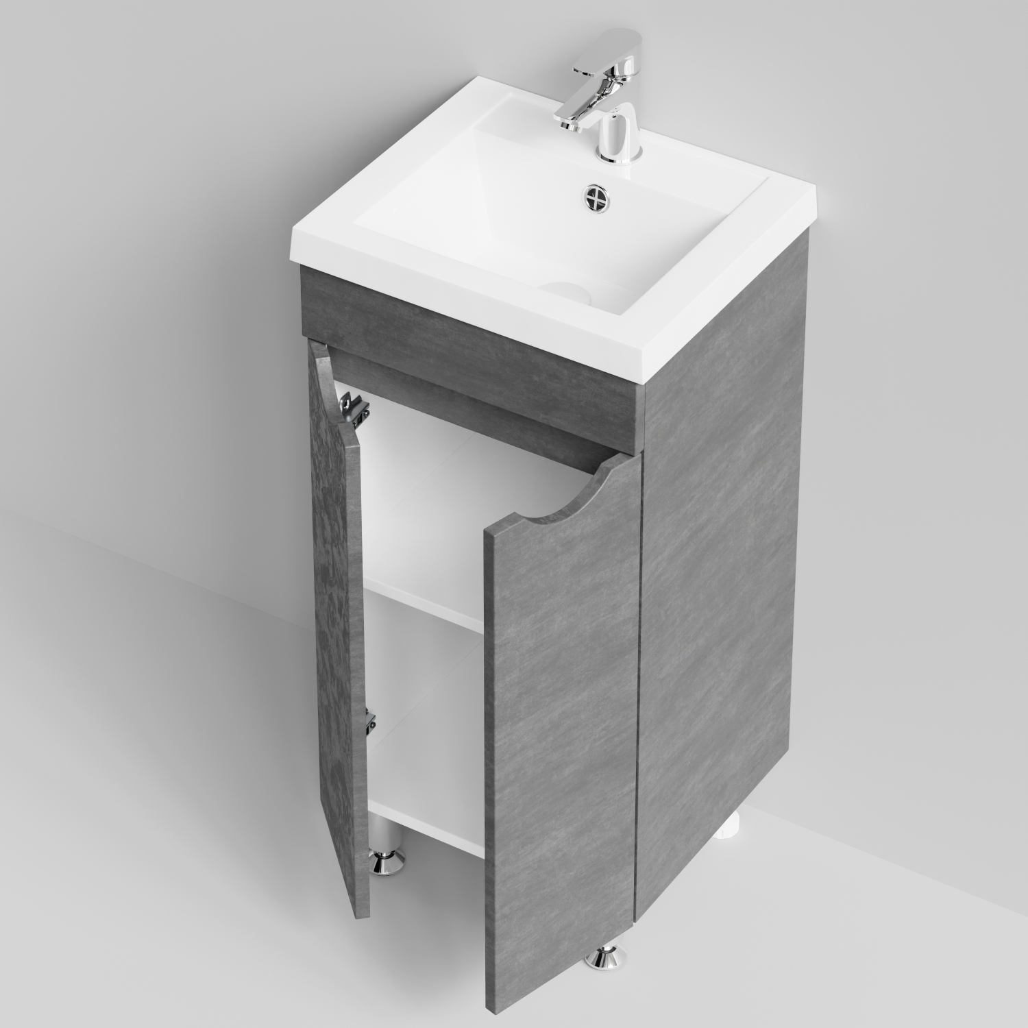 Тумба с раковиной Vod-ok Смайл 40 напольная, Серый камень
