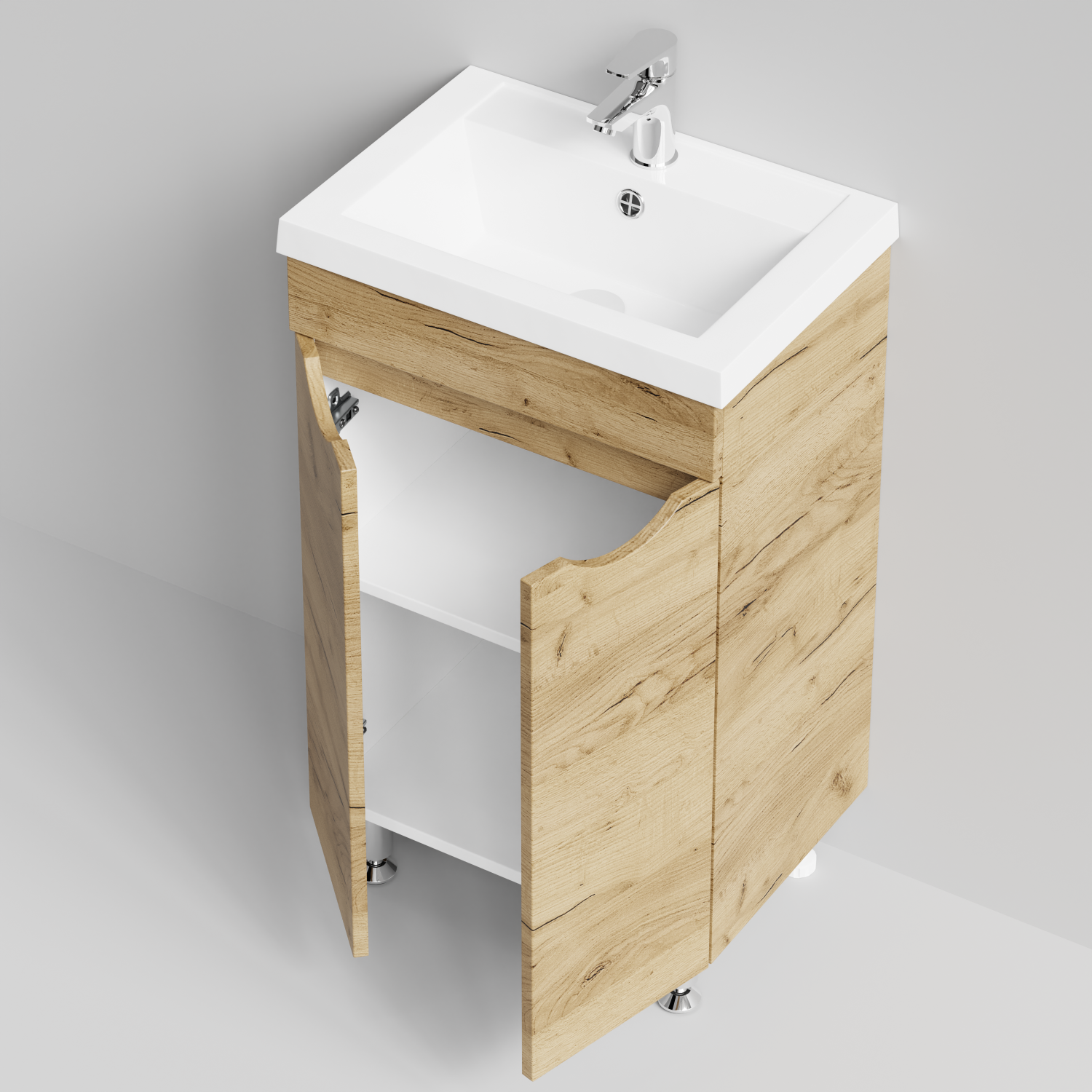 Тумба с раковиной Vod-ok Смайл 50 напольная, Дуб Тортуга