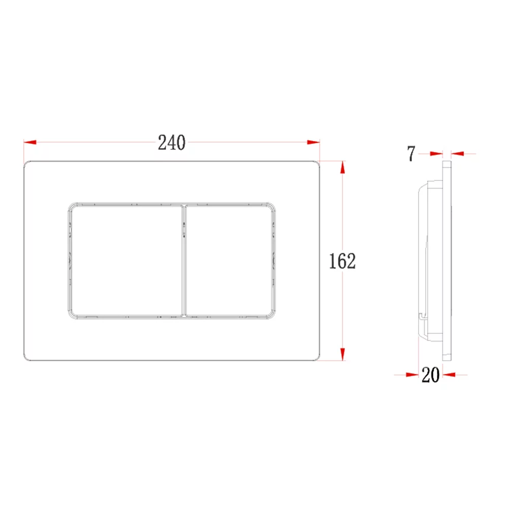 Кнопка смыва Veconi FLUSH V8, FLV8-СM, 240х162х7, пластик, хром матовый
