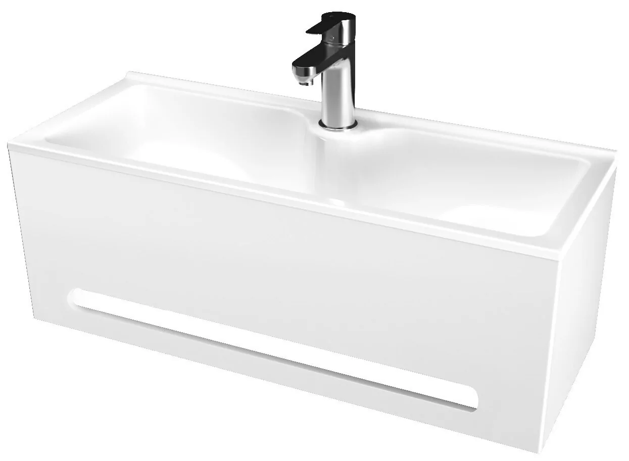 Тумба подвесная 1Marka Tiny S 60 с раковиной Poly 60, белый