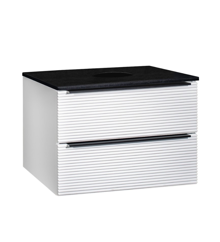 Тумба подвесная Runo Орлеан 70 с раковиной PALLA (D41), белый/чёрный