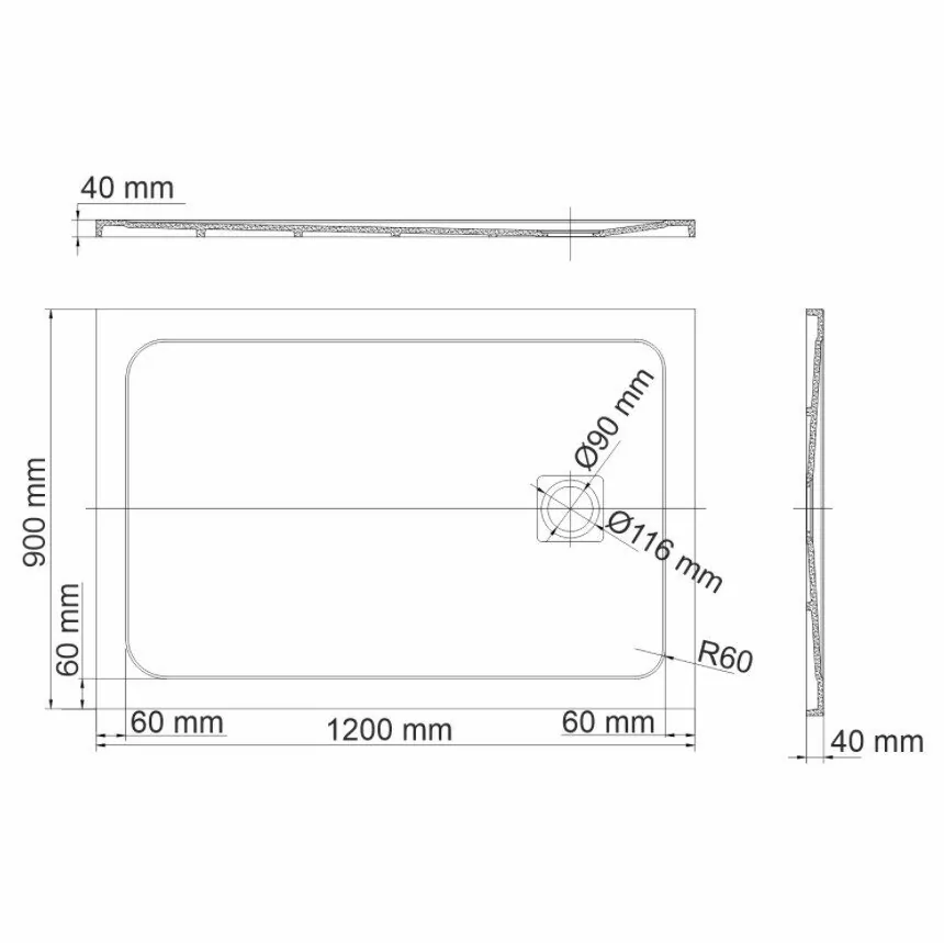 Поддон для душа WasserKraft Neime 19T07 120х90 прямоугольный, из искусственного камня, черный мрамор от магазина Vanna-Vanna.ru!