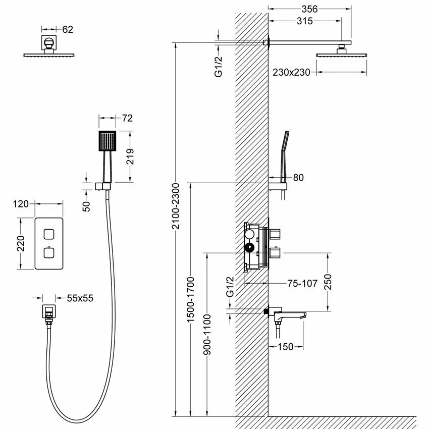 Душевой комплект Timo Petruma SX-5049/17SM золото матовое