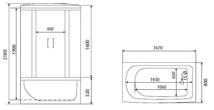 Душевая кабина Timo eco TE-0770 168*80*218, турецкая баня хамам