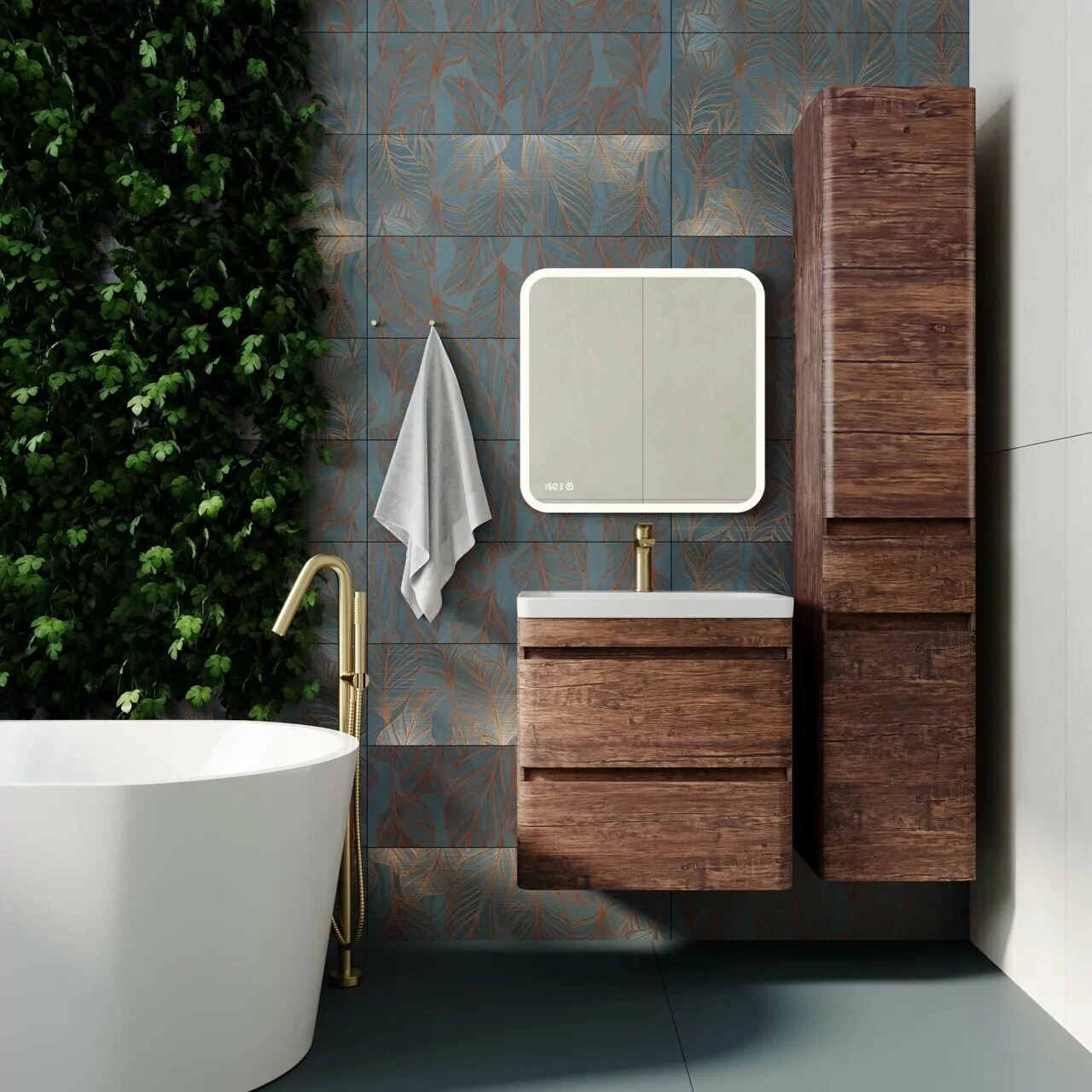 Тумба подвесная Style Line Атлантика 60 Plus Люкс с раковиной Атлантика 60, старое дерево