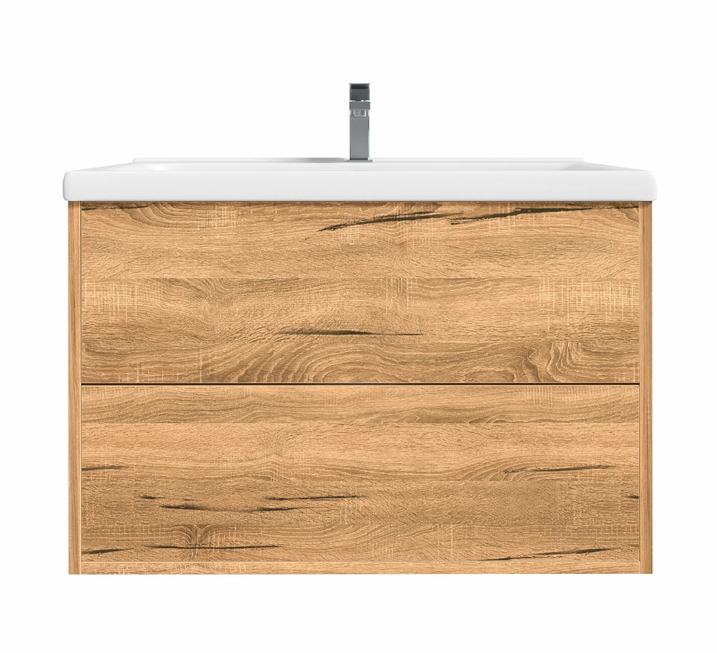 Тумба подвесная SanStar Siva 80 с раковиной Миранда 80 Дуб вотан