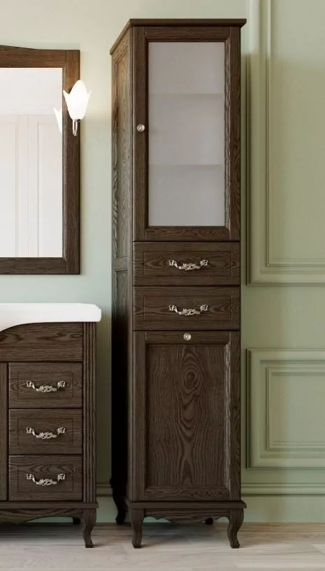 Пенал напольный ValenHouse Эллина 40 R с корзиной, кальяри, хром