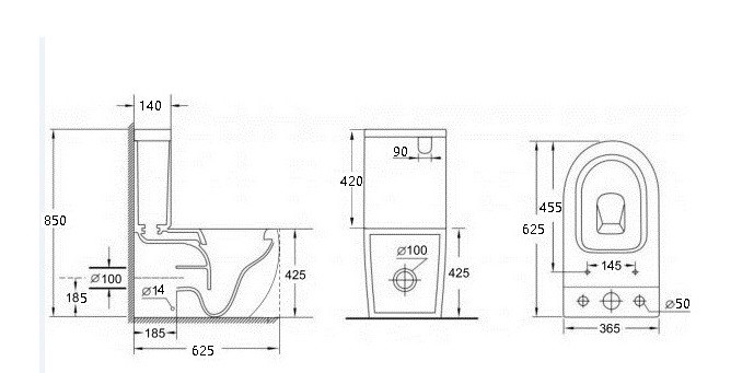 Унитаз напольный Esbano RIPOLL-С (Matt Black) 620x385x845