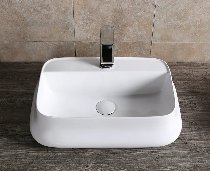 Раковина Ceruttispa CR0061 накладная, белая, прямоугольная, с отверстием под смеситель 530х370х135