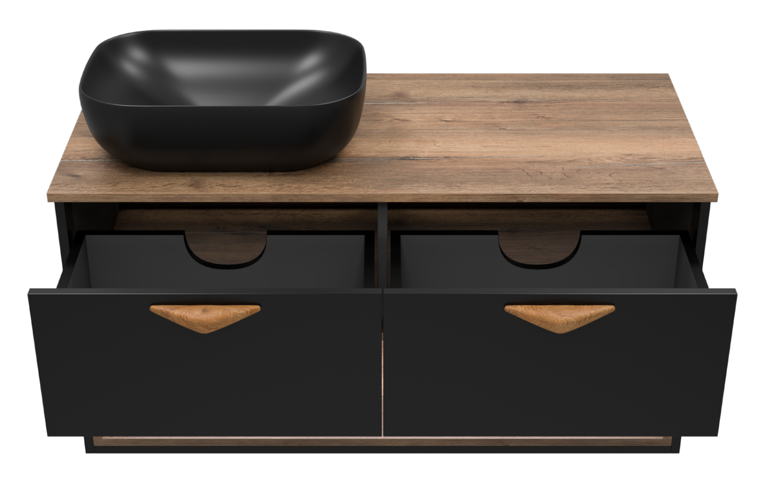 Тумба с раковиной Brevita Bergen 105 с подсветкой подвесная, черный/дуб галифакс