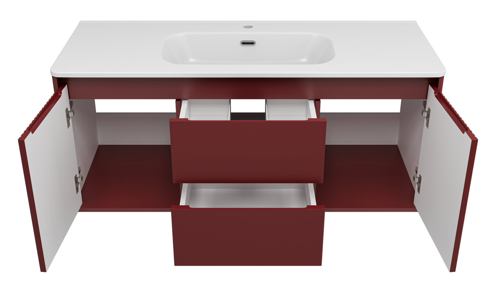 Тумба с раковиной Brevita Wine 120 подвесная (бордовая) с раковиной Brevita Onda 120