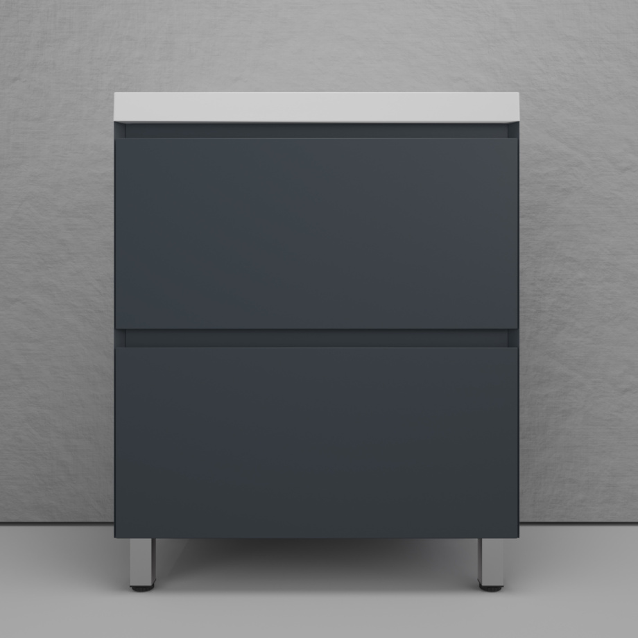 Тумба напольная Style Line Манхэттен 70 Эмаль, с раковиной Asti 70 белый, графит