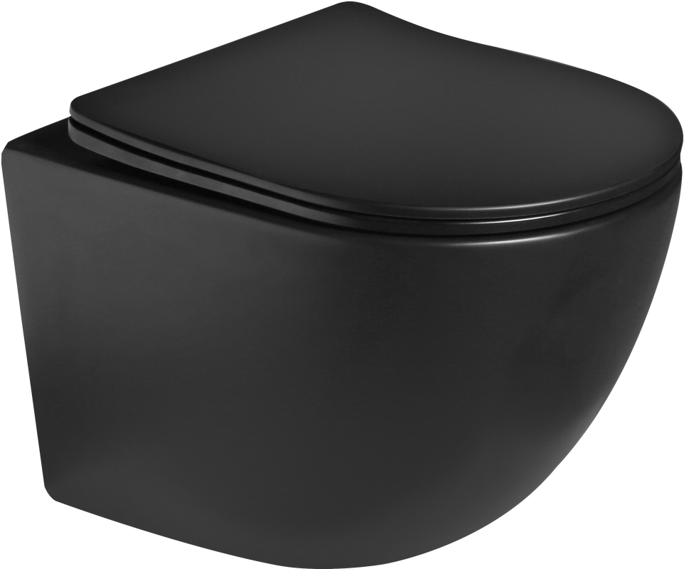 Унитаз подвесной SantiLine SL-5018MB+SL-03 с инсталляцией и кнопкой, черный