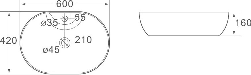 Раковина SantiLine SL-1023 накладная, белая