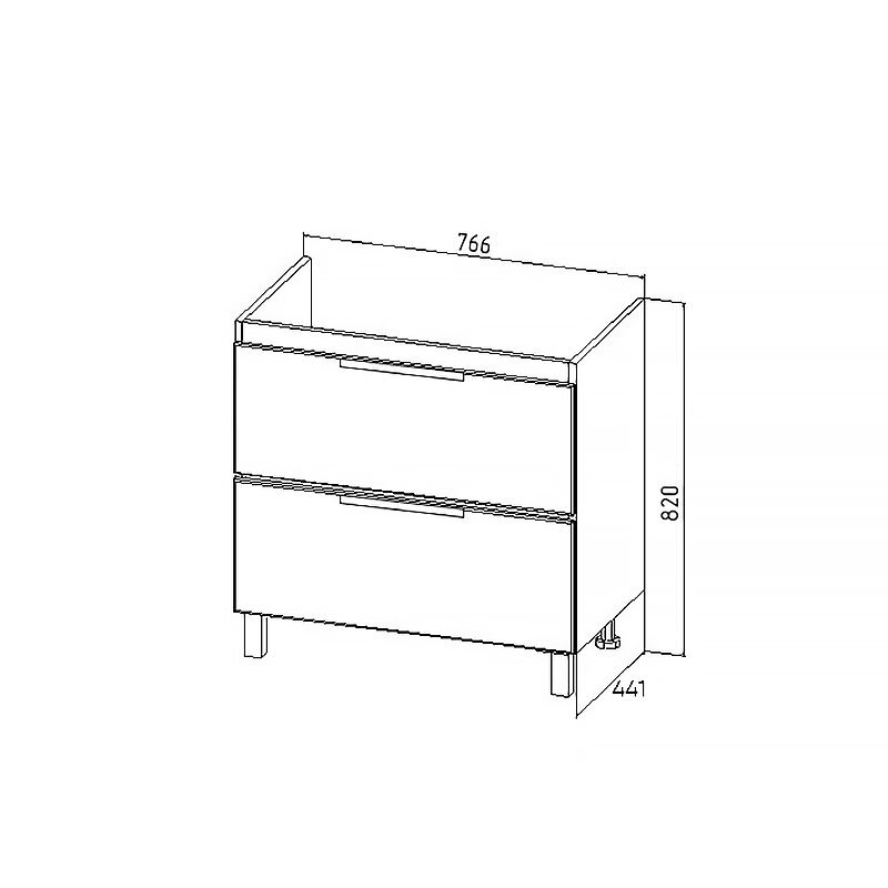 Тумба напольная Viant Берлин 80 с раковиной Moduo 80, 2 ящика, цемент