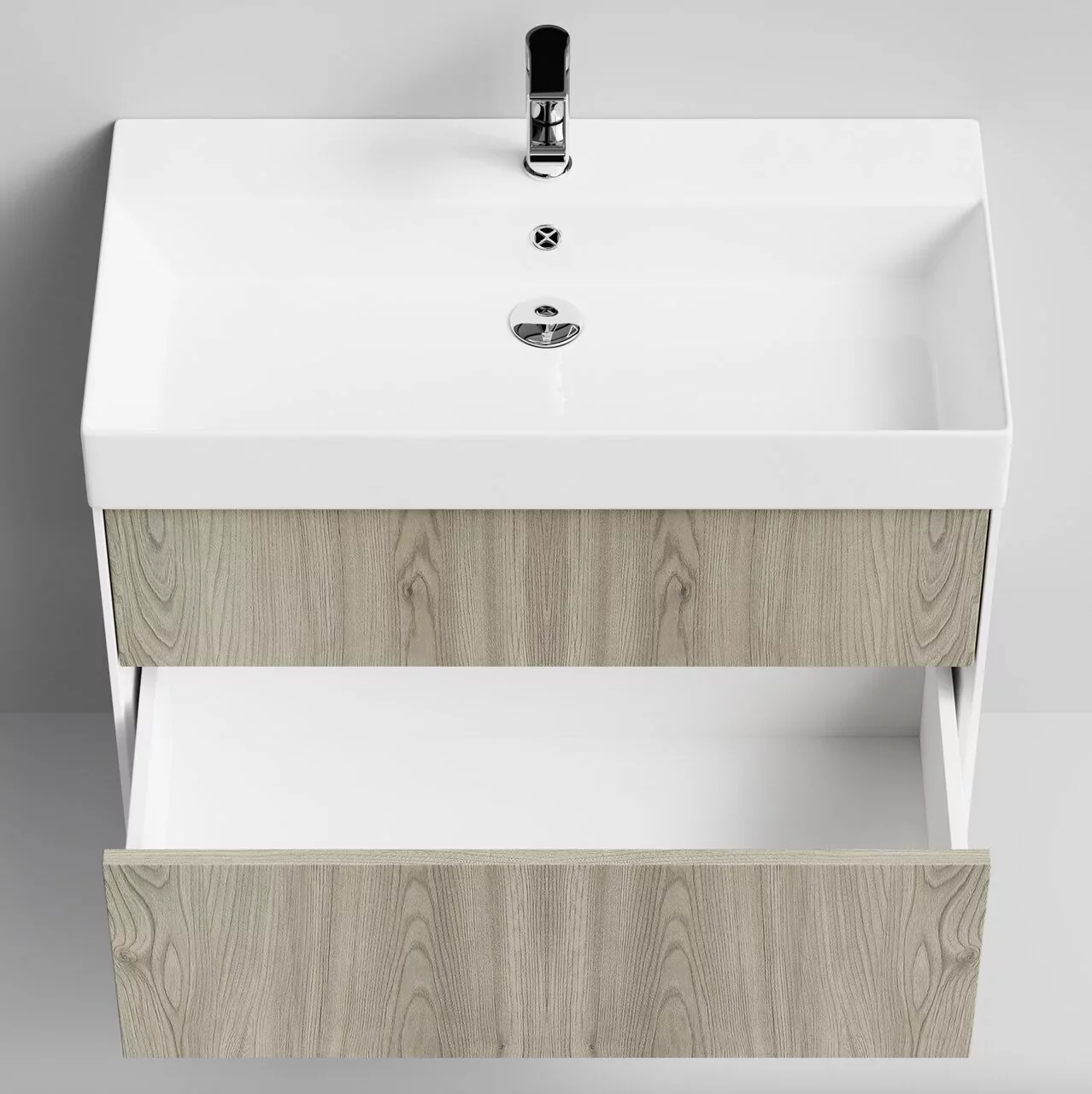 Тумба подвесная Vod-ok Лоренцо 85 с раковиной Stance 85, дуб + 6 цветов