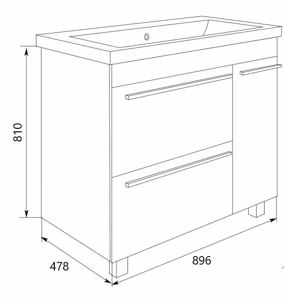 Тумба напольная 1Marka Соната 90Н с раковиной Анита 90, 2 ящика, 1 дверь, с корзиной, белый от магазина Vanna-Vanna.ru!