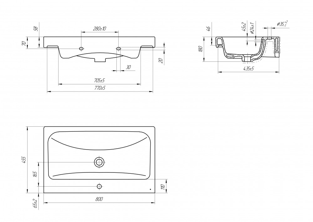 Тумба напольная SanStar Адель 80 с раковиной Moduo 80, белая