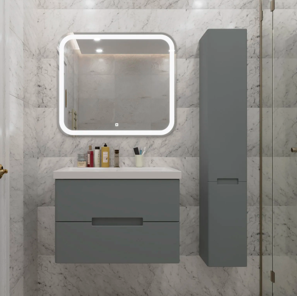 Тумба подвесная SanStar Noche 80 с раковиной Фостер 80 Графит софт