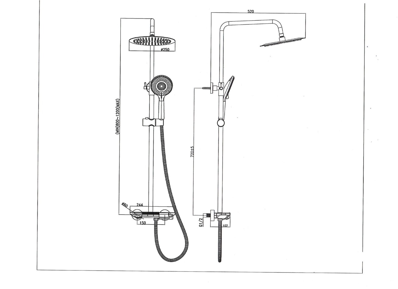 Душевая стойка SantiLine SL-9012 хром