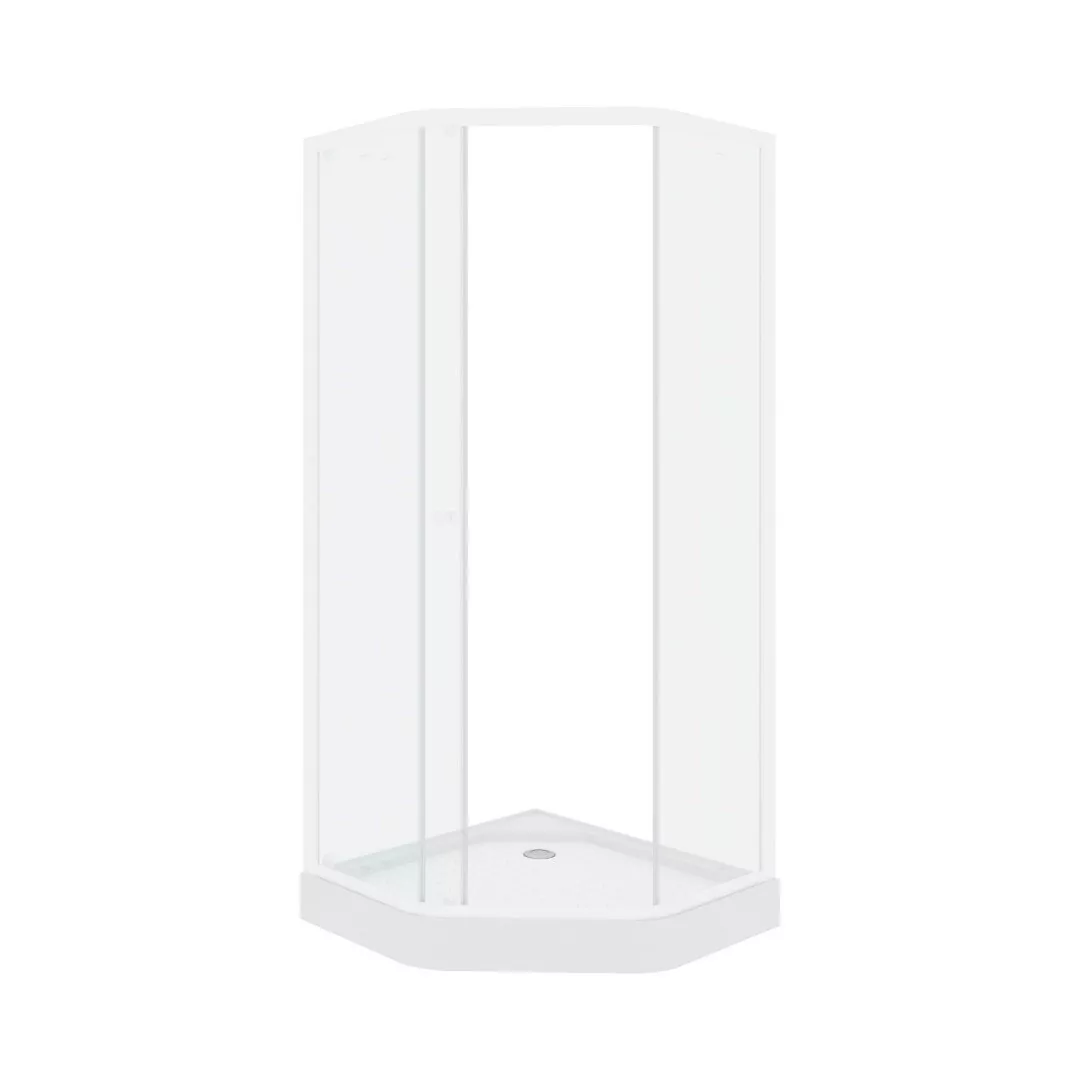 Душевой уголок Parly ZEP91 пятиугольный, с низким поддоном, прозрачное стекло, белый