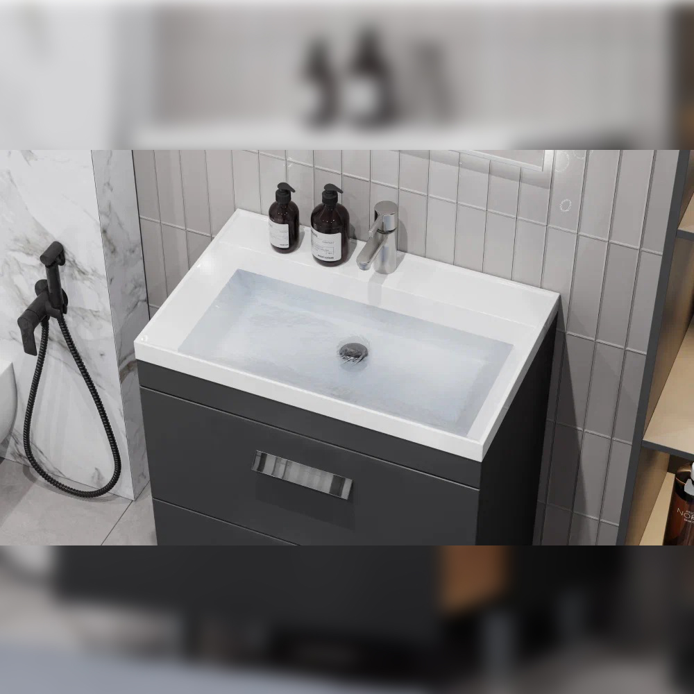 Тумба с раковиной напольная Velvex Orlando tn.ORL.CLA.70.2Y графит, 70 см