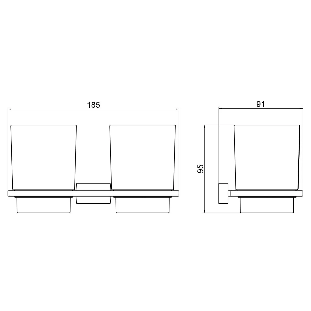 Стакан для щеток двойной Timo Torne 43034/03 черный матовый