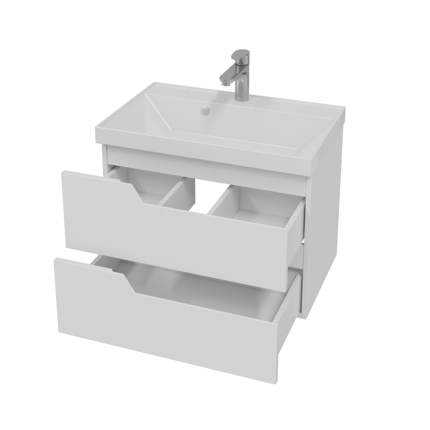Тумба подвесная Санта Антарес 70 с раковиной Астория 70, 2 ящика, белый