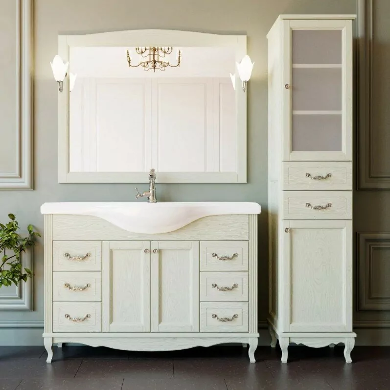 Зеркало ValenHouse Эллина 120 свет, слоновая кость, хром