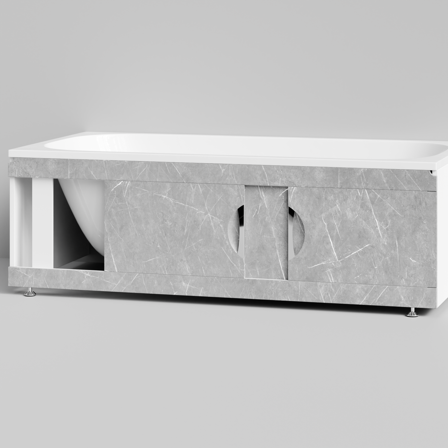 Экран под ванну Vod-ok Топ 170 раздвижной Мрамор Белый софт тач