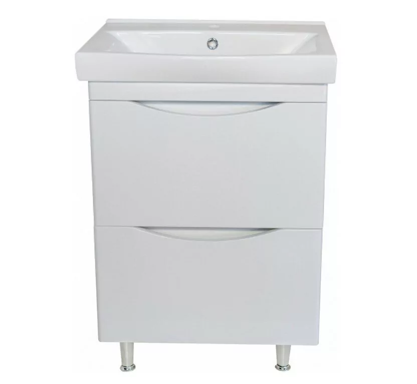 Тумба c раковиной Bellezza Санриса 60 напольная, 2 ящика, белая