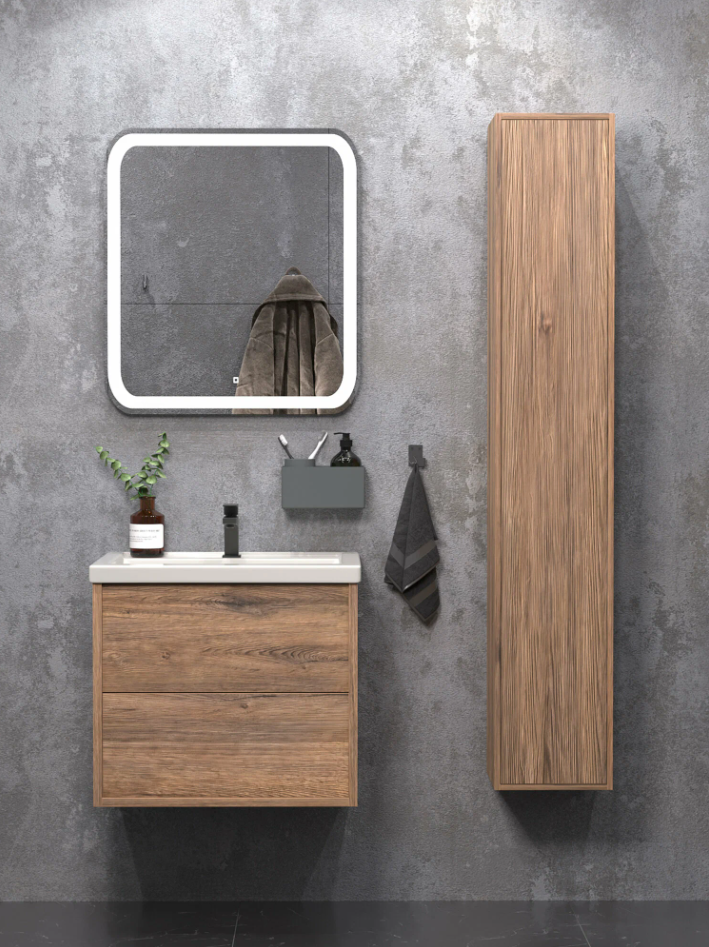 Тумба подвесная SanStar Siva 60 с раковиной Фест 60 Дуб веллингтон табак