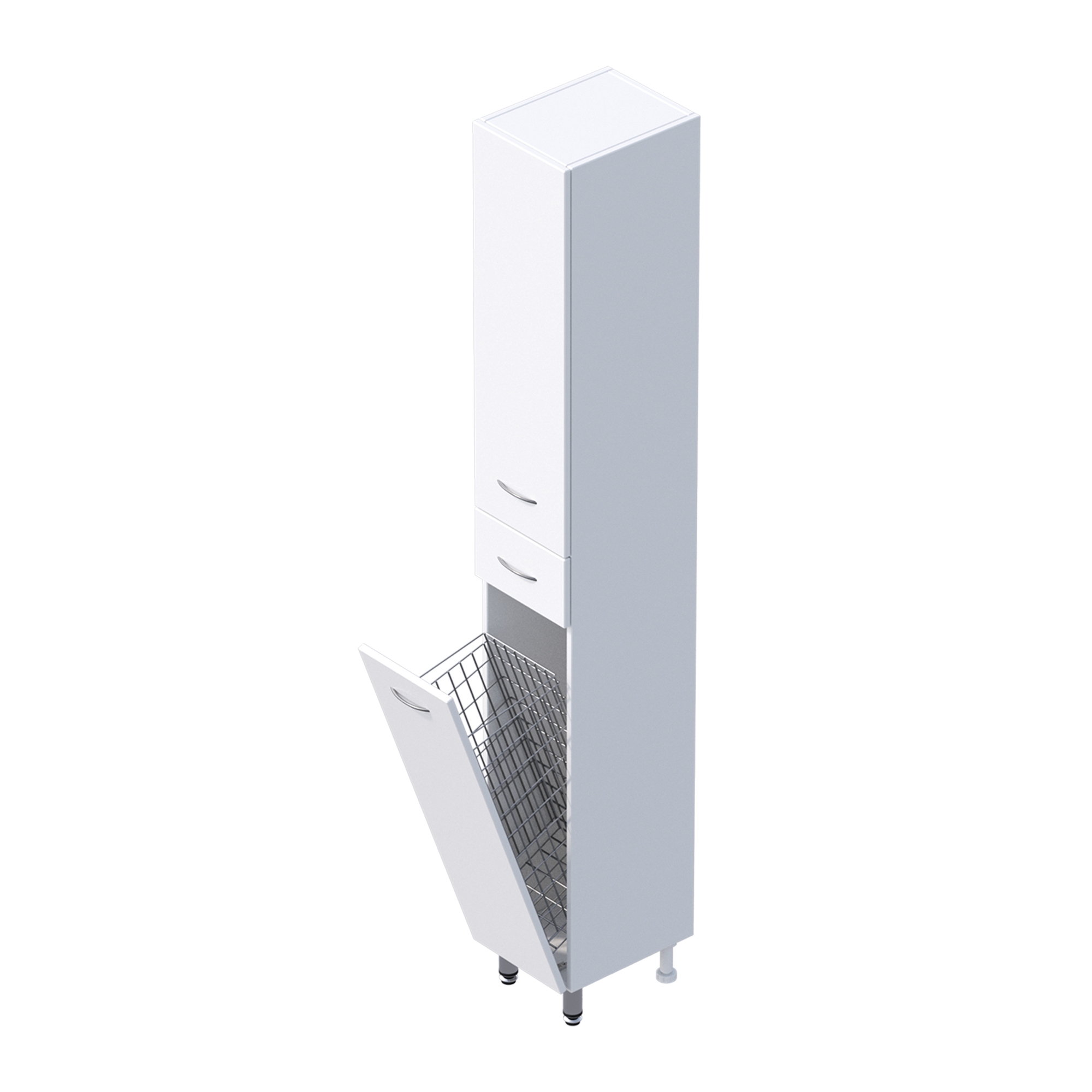 Пенал Onika Модерн 26 напольный, белый, с бельевой корзиной, левый