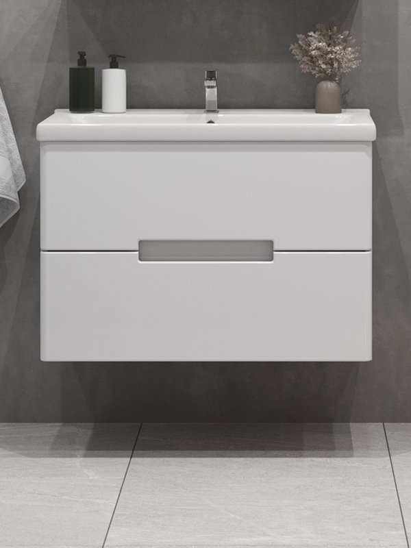 Тумба подвесная SanStar Ориана 70 с раковиной Como 70 (комплект), белая