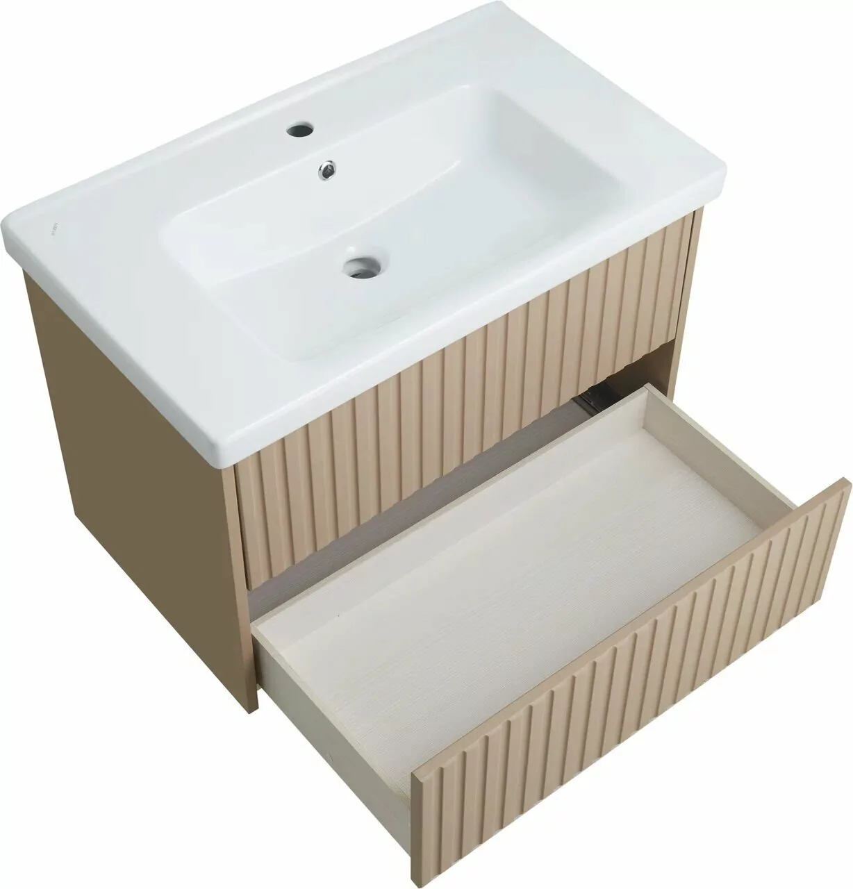 Тумба с раковиной ASB Woodline Риола 80 подвесная, капучино