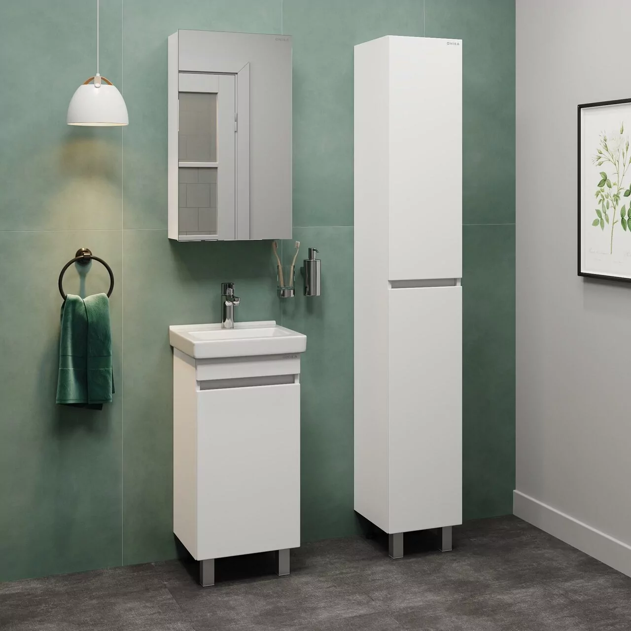 Тумба с раковиной Onika Милтон Квадро 40 напольная, белый